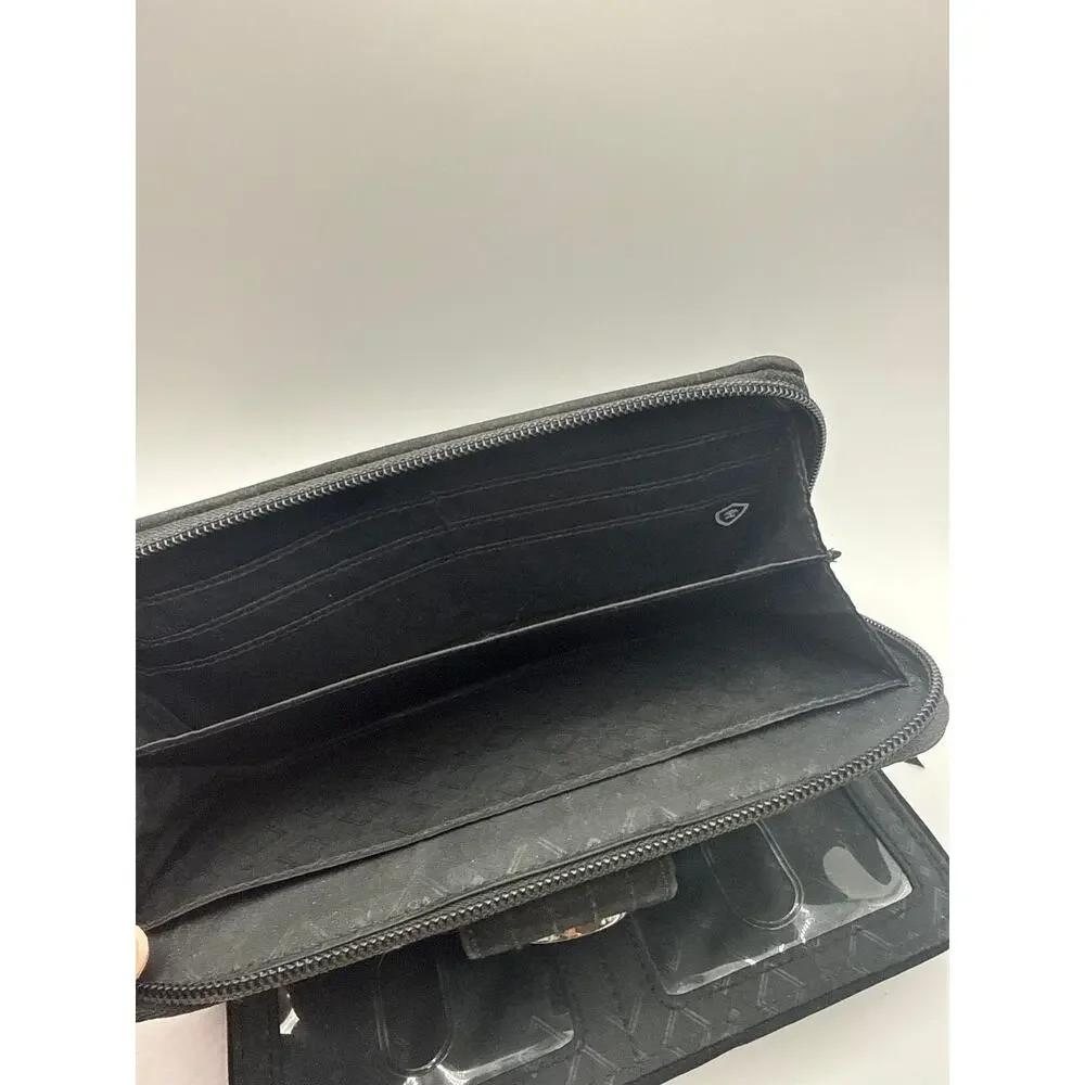 Vera Bradley RFID Turnlock Zip Organizer Wallet Classic Black Microfiber - Picture 4 of 9